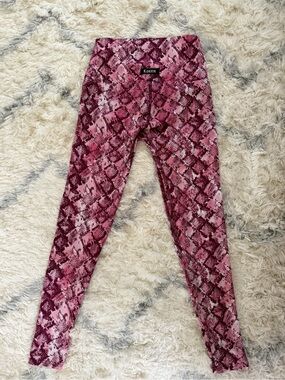 K-DEER Pink Snake-Print Leggings
